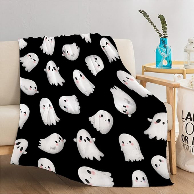 Halloween Blanket for Girls Boys - Cute Ghost Throw Gifts - Halloween Decor Blanket for Couch,Sofa,Bed,Living Rooms - 30"x40"-Toddlers/Crib Size