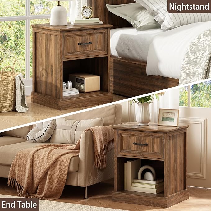 CARPETNAL Farmhouse Dresser and Nightstand Sets for Bedroom, 3 Pcs Bedroom Set, 7 Drawer Dresser & Nightstand Set of 2, Modern Wood Chest of Drawers for Bedroom, Living Room, Entryway, Brown