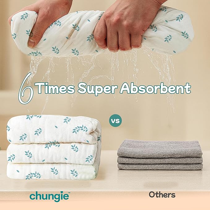 Chungie Soft Baby Blanket 40x30 inches – 100% Cotton Muslin Front & Plush Minky Fleece Back, Multi-Layer Blanket for Baby Boys & Girls, Nursery Bed Blanket, Newborn & Toddler Use