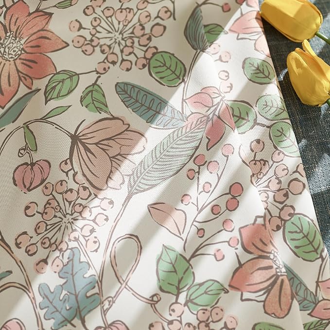 jinchan Nursery Curtains 95% Blackout Pink 84 Inch Long Floral Curtains for Girls Room, Farmhouse Drapes for Living Room Bedroom Darkening Window Treatment Grommet Top Set of 2 Panels