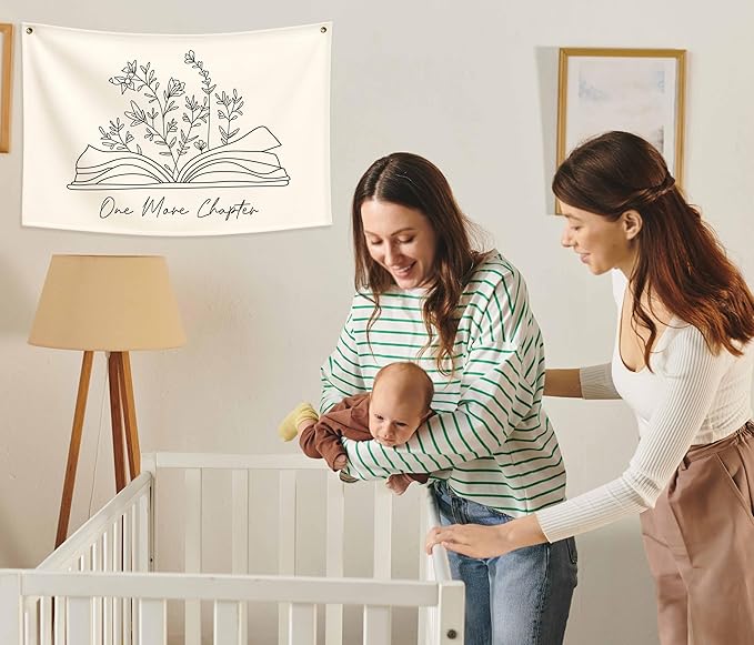 Classroom Kindergarten Preschool Homeschool Reading Room Wall Decor-Hanging Rectangular Canvas Banner Flag Poster Wall Sign Art-Back to School Gift for Boy Girl Kids Teen Book Lover-One More Chapter