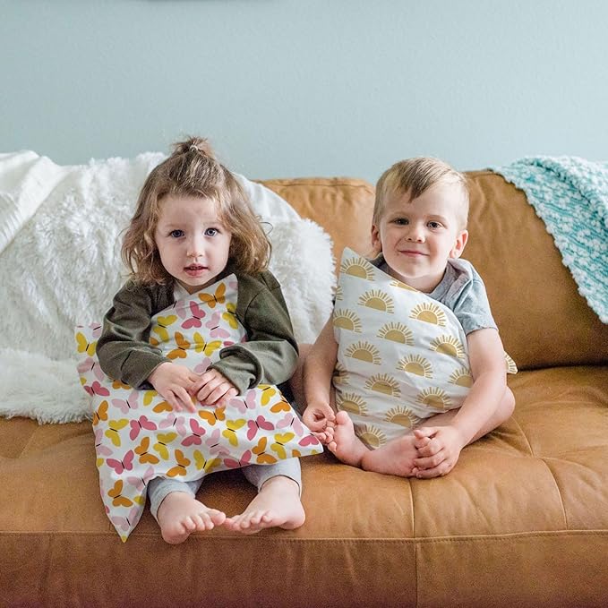 Little Sleepy Head Youth Pillow with Pillowcase 16x22, Soft Jumbo Toddler Pillows, Hypoallergenic Pillow Case - Best Kids Pillows for Sleeping, Perfect Kids Travel Pillows (Sunshines)