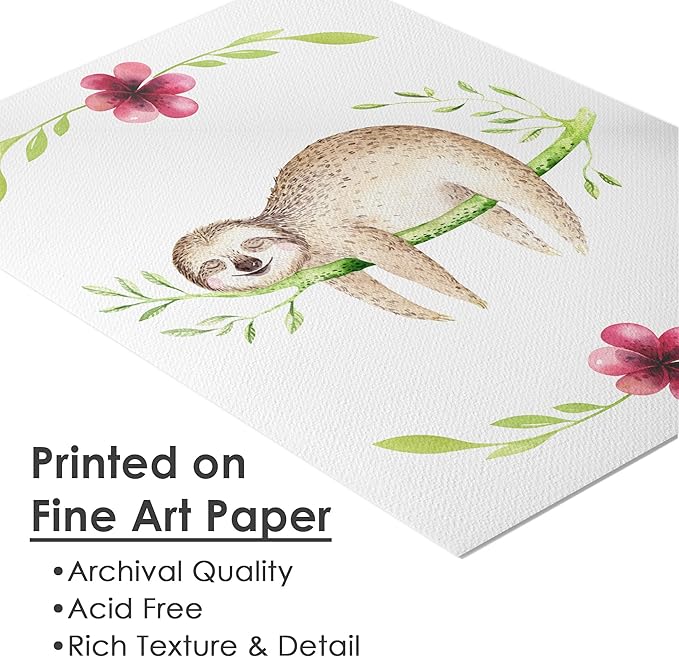 DREAM BIG PRINTABLES Sloth Art Prints (Set of 3) - Unframed - 11x14s | Delightful and Adorable Decor for Any Space | Living Room, Bedroom, Classroom Decor | Modern Wall Art