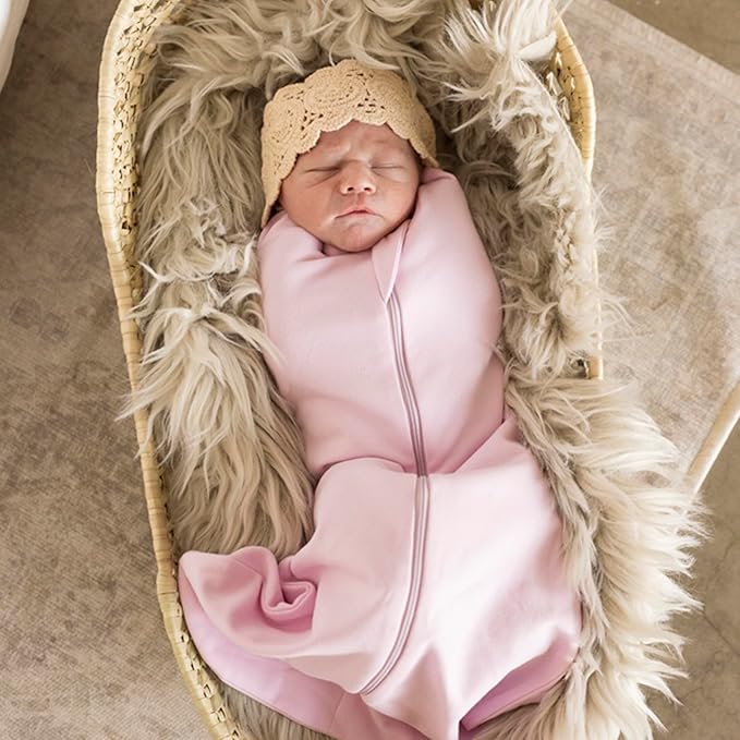 Tiny Twinkle Baby Sleep Sack 6-12 Months 1.0 TOG, Cotton & Elastane Wearable Blanket, Swaddle Transition Micro-Fleece, Machine Washable (Pink)