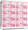 Sorbus Dresser with 8 Drawers - Furniture Storage Chest Tower Unit for Bedroom, Hallway, Closet, Office Organization - Steel Frame, Wood Top, Easy Pull Fabric Bins (8-Drawer, Pink)