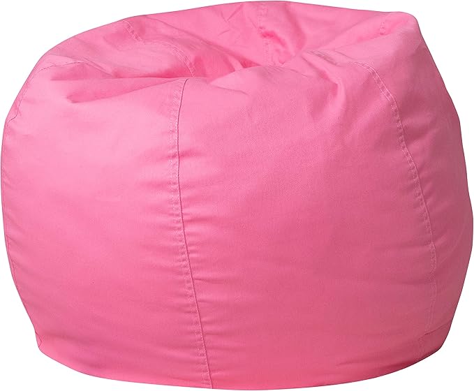 EMMA + OLIVER Small Solid Light Pink Bean Bag Chair for Kids and Teens