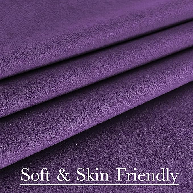 StangH Purple Velvet Curtains 96 inches, Room Darkening Super Soft Velvet Drapes for Living Room Bedroom, Thermal Insulated Window Treatment, 52 x 96 inch, 2 Panels