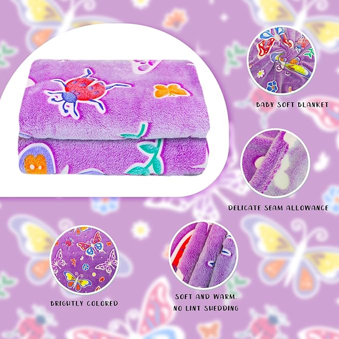 Butterfly Blanket Glow in The Dark Blanket Gifts for Girls, Toys for 1 2 3 4 5 6 7 8 9 10 Year Old Girls Birthday Gifts Butterfly Gifts for Adults Kids,Soft Warm Kids Throw Blanket 80"x60"