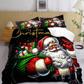 LUVIVIHOME Christmas Bedding, African American Black Santa Claus Comforter Set King Size, Winter Xmas Funny Merry Christmas Bedroom Decor for Kids Boys Girls Teens, Xmas Gifts, 2 Pillow Shams