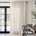 jinchan Beige Linen Blend Curtain 90 Inches Length 1 Panel for Sliding Door, Light Filtering 100 Inches Extra Wide Living Room Natural Drape with Rod Pocket Back Tab (100W x 90L, Ecru)