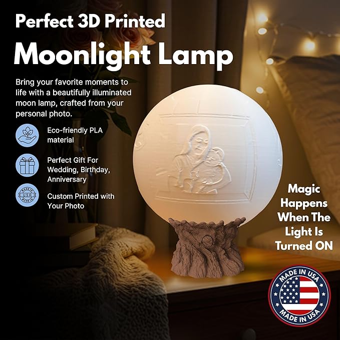 Baby Girl Moon Lamp – Personalized “It’s a Girl” Custom Moon Light with Text & Photo | Newborn Nursery Night Light | Custom Baby Shower, Birth Announcement Gift Keepsake, Baby Girl Decor