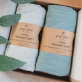Joey + Joan 2 Pack Bassinet Sheets for Fisher Price Bassinets - 100% Jersey Cotton, Light + Dark Sage Green