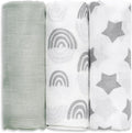 GLLQUEN BABY Receiving Blanket Boy Cotton Muslin Swaddle Blankets Girl Newborn Squares Breathable & Soft Thin Baby Blankets Cloths Double Absorbent Infant Swaddling Wrap - 3 Pack (Star)