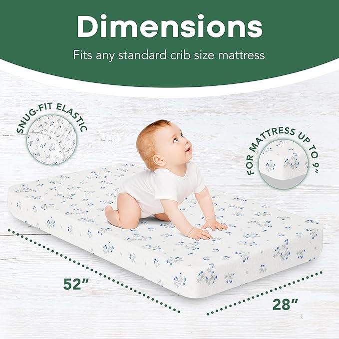 Extra Soft Muslin Fitted Crib Sheets 100% Organic Cotton Baby Crib Sheets for Standard Crib Mattress | 28 X 52 Inches