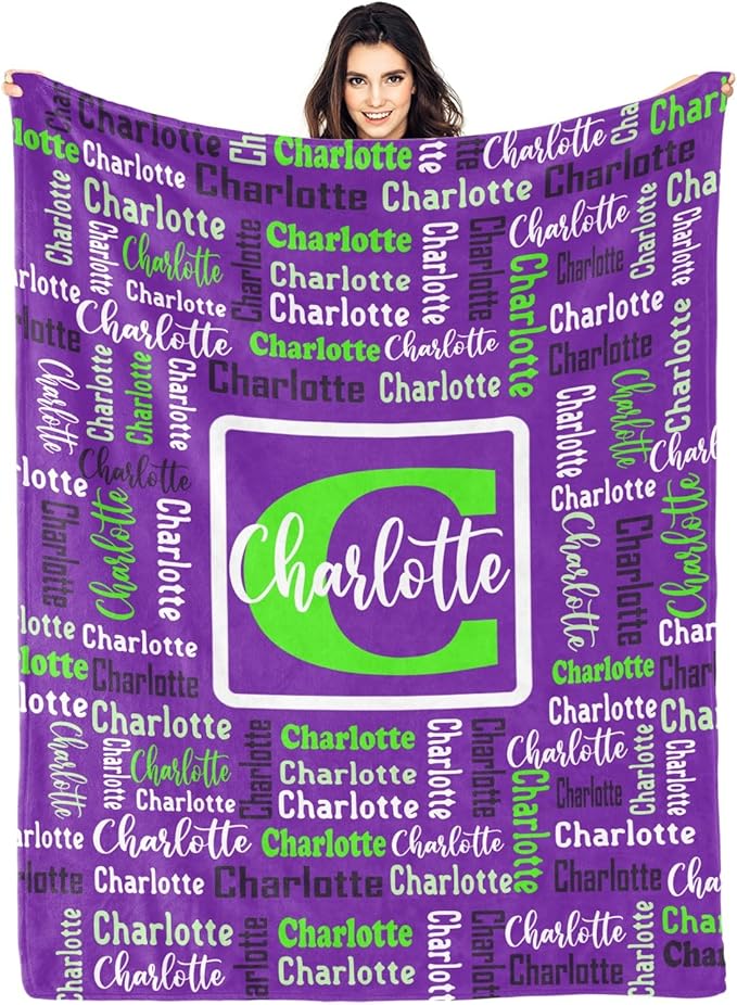 Dr.TOUGH Name Blanket Personalized Blanket for Adult Kids Flannel Customized Personalized Blankets and Throws
