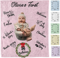 Personalized Baby Blanket for Boys and Girls, Customized Baby Milestone Blankets, Custom Toddler Name Blanket Gifts for Birthday, Christmas, Easter, Kids Photo Props