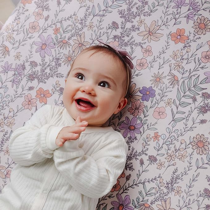 Premium Fitted Knit Crib Sheet/Toddler Sheet Flora by Copper Pearl