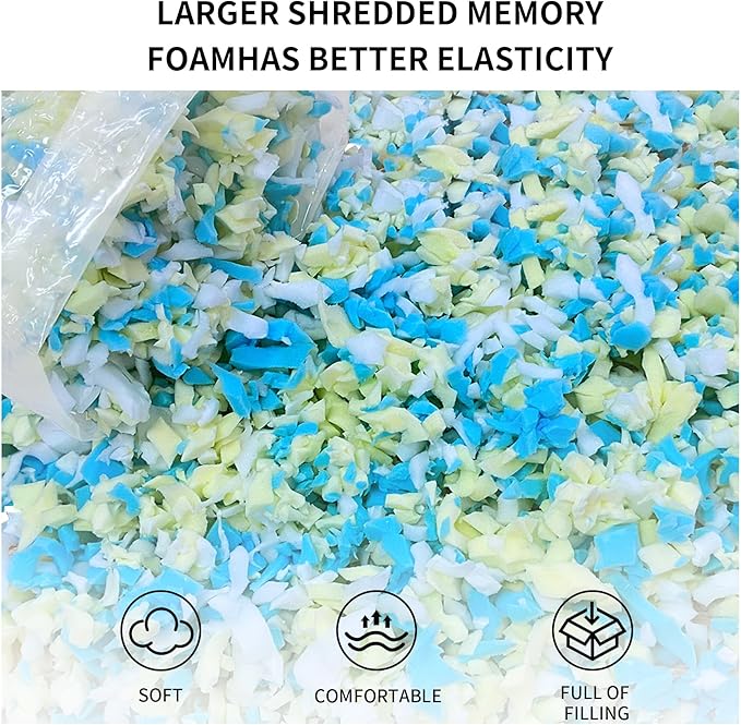6lbs Shredded Memory Foam Bean Bag Filler, Soft and Convenient Bean Bag Filling Pillow Stuffing for Beanbag, Couch, Cushion, Stuffed Animals, Dog Bed, Arts Crafts