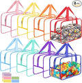 8 Packs Widen X-Large Toy Storage Bags 12.6×9.25×6.9In with Labels, Reusable Clear PVC Board Game Storage, Travel Waterproof Organizer Bags with Zipper for Building Blocks, Puzzle, Stuffed Animals