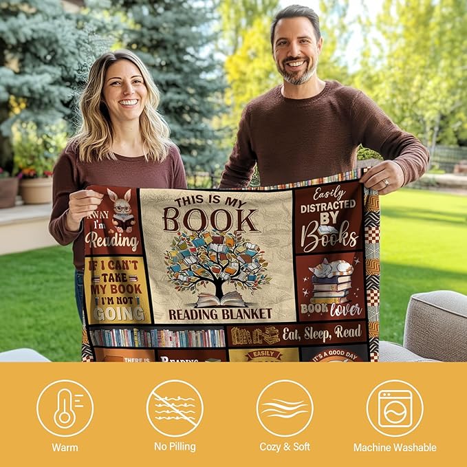 Book Lovers Gifts, Gifts for Books Lovers Women Men, Bookish Gift for Readers, Reading Blanket, Librarian Gifts for Christmas, Book Club/Bookworm/Reading Gift, Literary Blanket 50"x60"