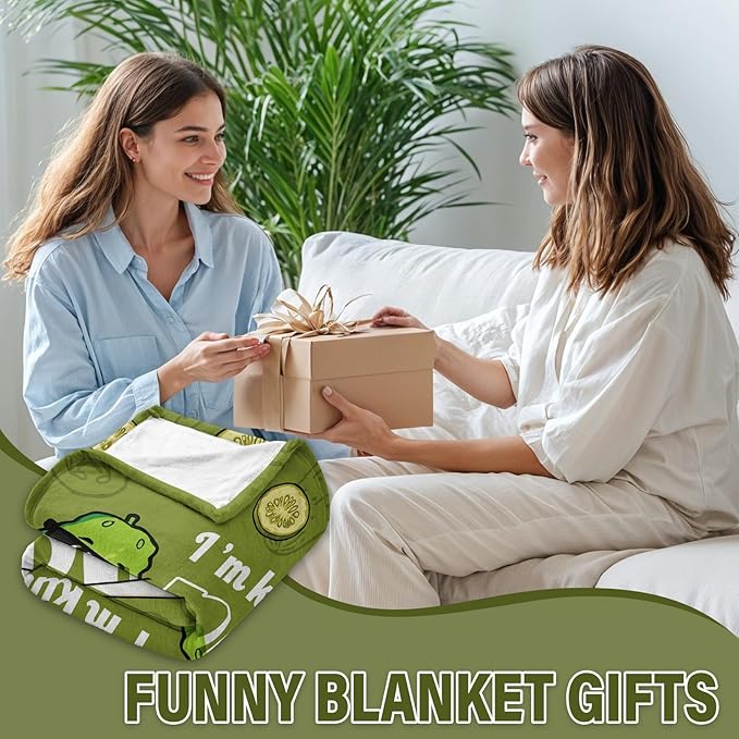 Pickle Throw Blanket, Cute Green Pickles Theme Gifts, Pickle Gifts for Christmas Thanksgiving Birthday, Funny Blankets for Adult Teens Pickles Lovers, Flannel Blanket on Sofa Couch 50"x 60"