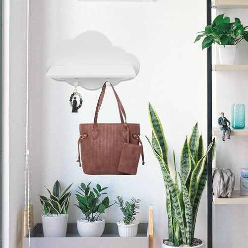 ARTIBETTER 1pc Wooden Cloud Shape Floating Shelf 14 Inch White Wall-Mounted Storage Shelf for Nursery Kids Room Decor and Organization