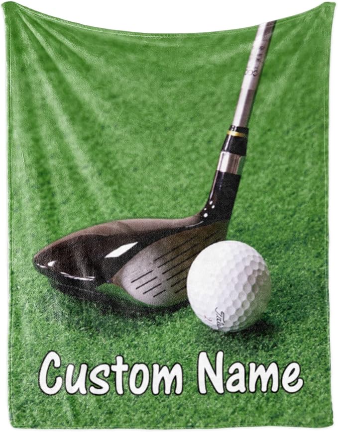 Personalized Golf Blanket Number and Name: Custom Golf Throw Blankets Super Soft Flannel Customized Name Softball Gifts for Kids Boys Girls Women Men Golf Lover(50" x 60" for Teen)