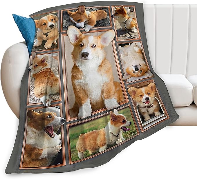 jerkboo Corgi Blanket Throws Corgi Gifts Cute Corgi Dog Throw Blanket for Girls Women Kids Adults Soft Warm Cozy Fleece Blanket for Couch Sofa Bed 50""x40""