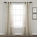 Lush Decor Farmhouse Textured Grommet Sheer Window Curtain Panel Pair, 38"W x 95"L, Neutral