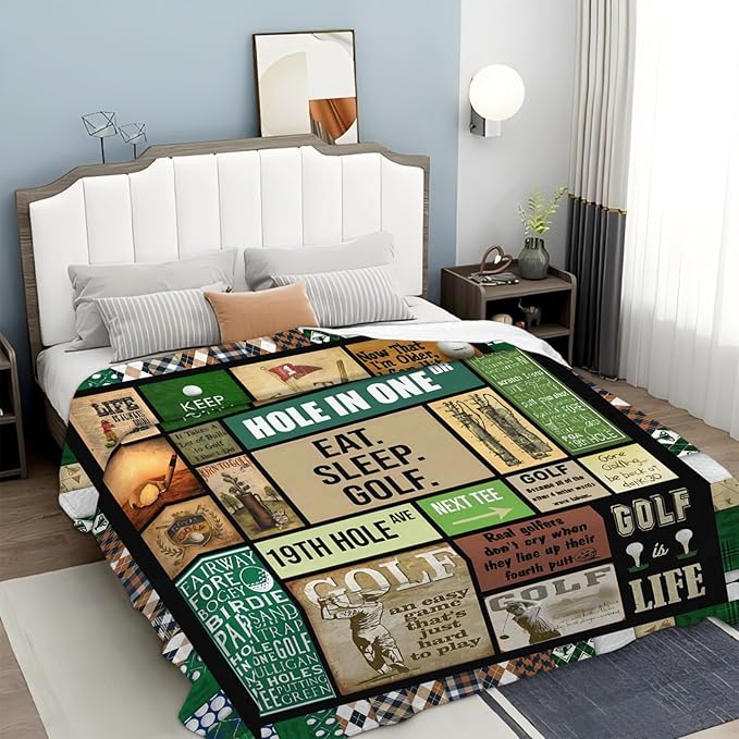 Tijuboni Golf Throw Blanket Golf Gifts for Men Women Girls Boys Kids Adults Soft Flannel Fleece Blanket for Couch Sofa Bed Home Decor 50"x60"