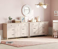 WAMPAT 2-in-1 Baby Dresser for Bedroom, Elegant Kids Dresser Wooden Dresser for Kids Room, 7 Drawer Dresser Set Organizer for Children's Bedroom, Nursery Furniture, Beige