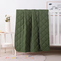 FLXXIE Machine Washable Microfiber Down Alternative Oversized Toddler Comforter, Super Soft and Lightweight Kids Crib Quilted Blanket for Stroller, Travel, 43x60 Inches, Olive