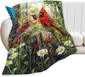Cardinal Bird Throw - Soft, Warm & Cozy Fleece Blanket for Couch, Sofa, Bed - 50"x40" - Perfect for Girls, Boys, Women, Men, Kids & Adults