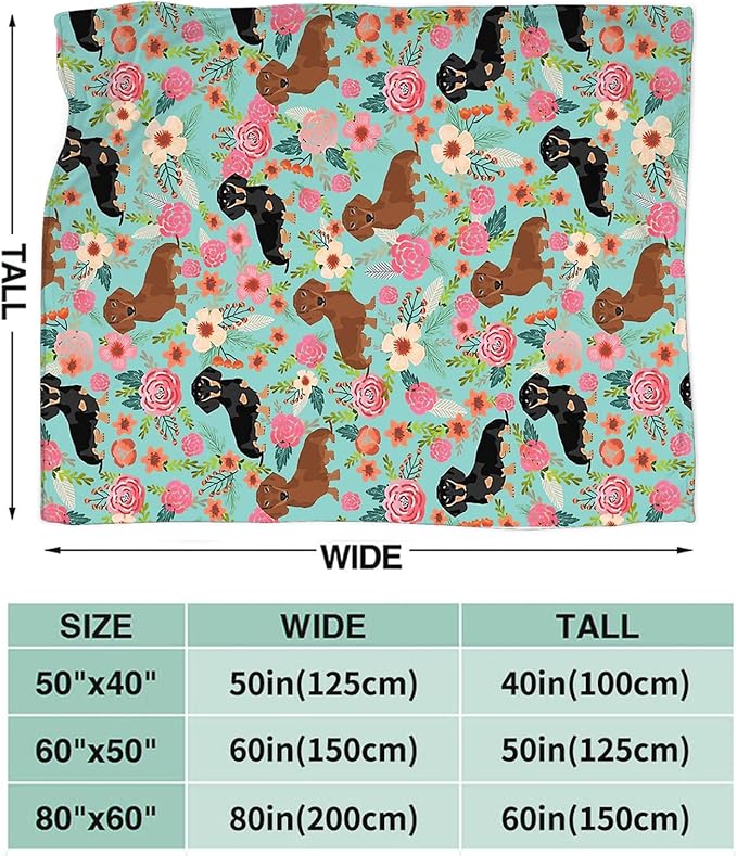 Tijuboni Dachshund Throw Blanket Dog Gifts for Girls Boys Women Men Kids Adults Soft Flannel Fleece Blanket for Couch Sofa Bed Home Decor 60"x80"