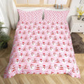 Christmas Bedding Duvet Cover Set Kids Cartoon Christmas Snowman Bedding Set Boys Girls Decor Snowflake Comforter Cover Set Microfiber Pink Xmas Theme Bedspread Cover Bedroom Bedclothes Full Size