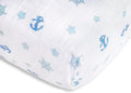 SwaddleDesigns Softest Cotton Muslin Fitted Crib Sheet/Toddler Sheet for Baby Boy & Girl, Pastel Blue Ahoy!