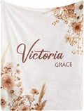 Personalized Baby Blanket with Name, Custom Baby Blanket for Kids Soft Flannne Blankets in Easter Personalized Baby Gifts for Infant Newborn Shower (Brown)