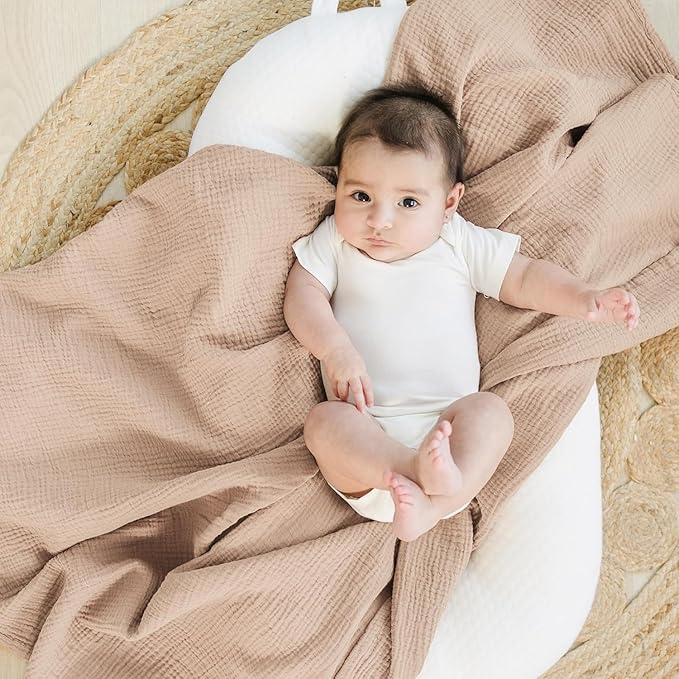 Konssy 3 Pack Muslin Swaddle Blankets for Unisex, Newborn Receiving Blanket, Large 47 x 47 inches, Soft Breathable Muslin Baby Swaddles for Boys & Girls