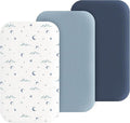Muslin Bedside Sleeper Bassinet Fitted Sheets, 3 Pack Cotton Baby Sheet for Boys & Girls, Soft, Compatible with Baby Delight, Dream On Me, AMKE and Other Rectangle Mattress (Nightfall Blue)