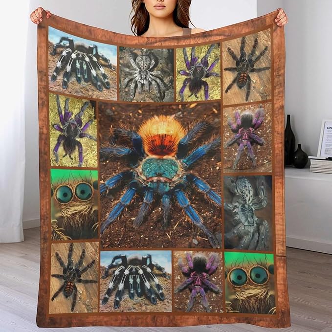 Tarantula Spider Blanket Gifts for Tarantula Lovers Tarantula Throw Blanket for Men Women Kids Adults Soft Warm Cozy Fleece Blanket for Couch Sofa Bed 60"x80"