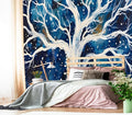 XMPMBM-Graffiti Art backsplash Large Decorative Wallpaper Watercolor Tree Bedroom Bathroom Nursery Room Wall Mural- W 154" X H 105"（112 Square Foot）
