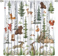 Animal Kids Curtains, Woodland Squirrel Rabbit Bear Animal Friends Forest Curtains for Boys and Girls Bedroom Living Room Kitchen 63x72in