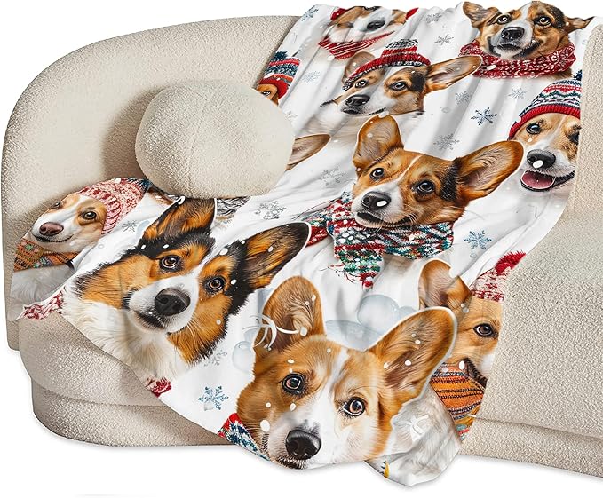 Corgi Blanket Funny Corgi Dog Gifts for Girls Boys Woman Kids Cute Corgis Lover Bear Throw Blankets Soft Blanket Warm Fleece Flannel Plush Blankets for Bed Sofa Couch 40"x50"