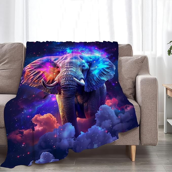 Fantasy Elephant Throw - Soft, Warm & Cozy Fleece Blanket for Girls, Boys, Women, Men, Kids & Adults - Couch, Sofa & Bed - 60"x50"