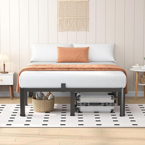 18 Inch King Heavy Duty 3500 lbs Bed Frame with Round-Corner Legs & Anti-Squeak Design – Quick Assembly Metal Platform, No Box Spring Needed