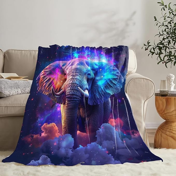 Tijuboni Elephant Throw Blanket Elephant Gifts for Girls Boys Women Men Kids Adults Soft Flannel Fleece Blanket for Couch Sofa Bed Home Decor 50"x60"