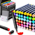 Soucolor 51 Colors Alcohol Markers Brush Tip, Dual Tip Brush & Chisel Alcohol-Based Art Markers, 50 Colors+1 Blender Drawing Coloring Art Supplies for Kids Artists Adults Teen Girl Gifts Trendy Stuff
