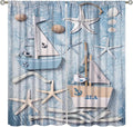 Nautical Curtain,Navy Anchor Sailing Map Starfish Seashells Bedroom Curtain,Waterproof Washable Fabric for Bedroom Decor Set 2 Panels,52x84 Inches