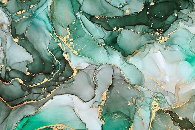 Green Marble Wallpaper Abstract Fabric Wall Mural for Living Room Bedroom Dining Room Basement(Not Self-Adhesive)