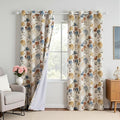 MYSKY HOME 100% Blackout Linen Floral Curtains 90 Inch Long 2 Panels Farmhouse Pattern Printed Double Layer Thermal Insulated Soundproof Drapes for Living/Dining Room, Yellow, 52" Wide Each Panel